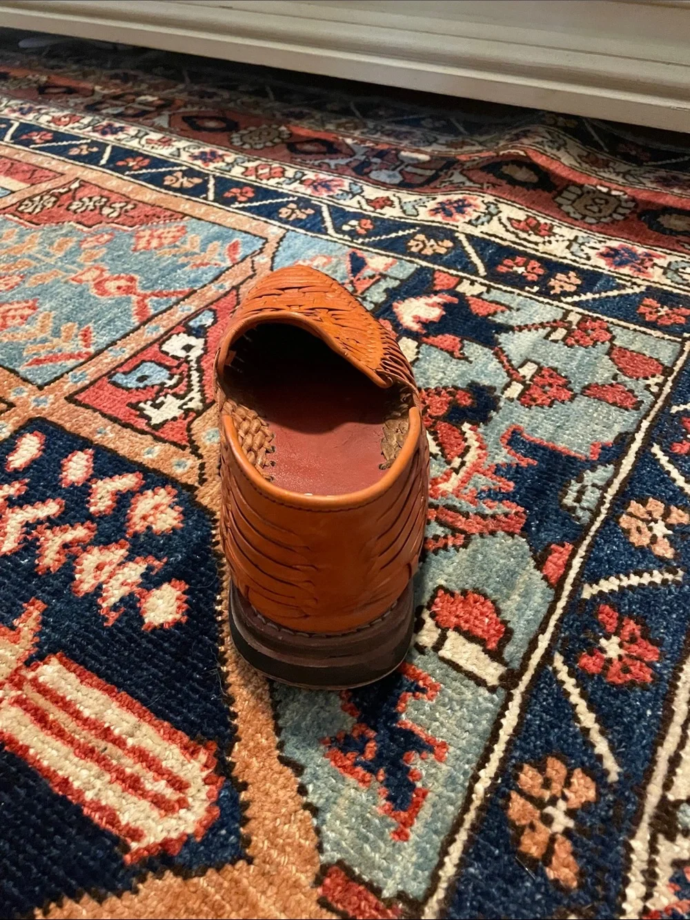 Mexican Woven Leather Slip-On Huaraches in Tan